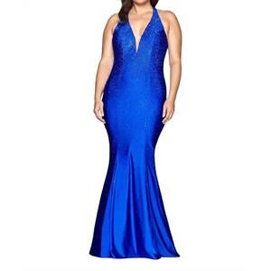 NEW FAVIANA sequin halter gown in light plum